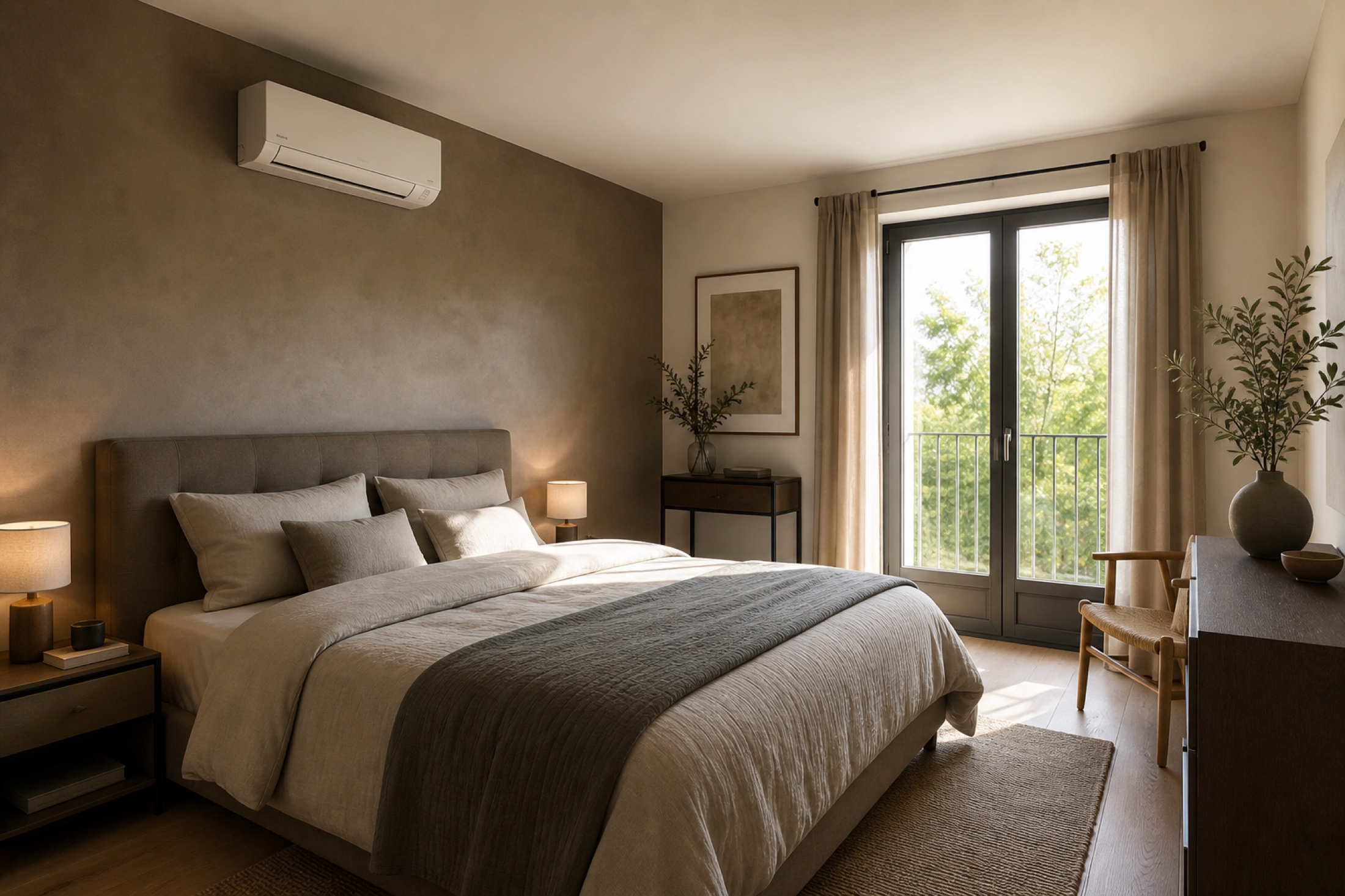 Climatisation réversible installée dans une chambre